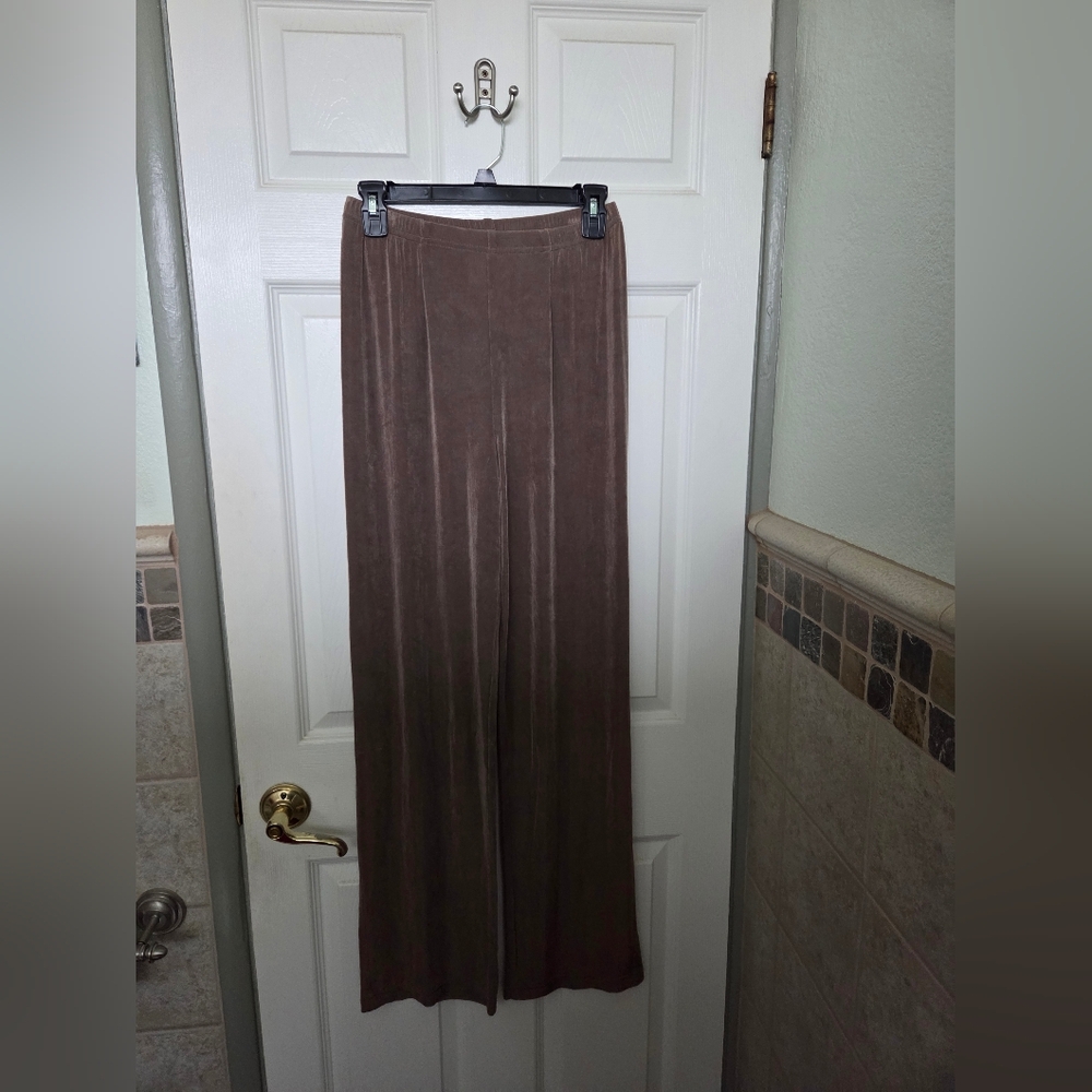 Coldwater Creek Taupe Slinky Pants Travel Stretchy Comfort Work Size Small